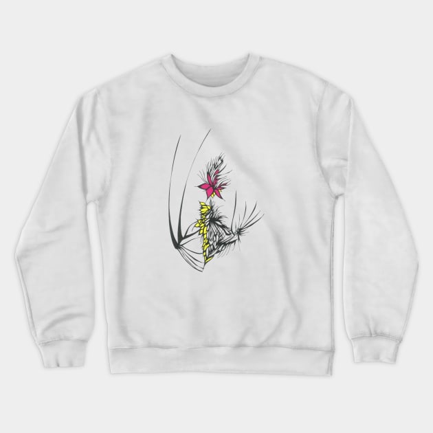 102 Unique Pink Yellow Black White Colorful Abstract Art Crewneck Sweatshirt by Unique Black White Colorful Abstract Art